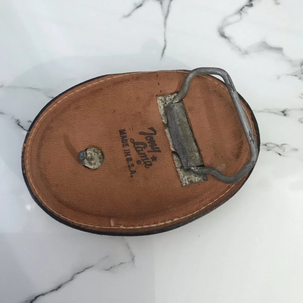 Tony Lama 4H Four Leaf Clover Oval Leather Belt Buckle
